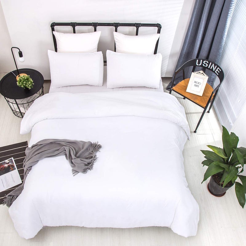 CLOTHKNOW White King Size Comforter Set 3Pcs White Bedding Comforter Sets Soft All Season Men Women Comforter Sets with 2 x Pillow Cases - Image 3